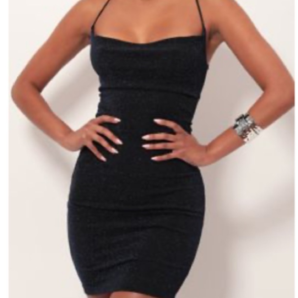 Lucy In The Sky - Lace Back Bodycon Dress In Sparkling Blue Sapphire